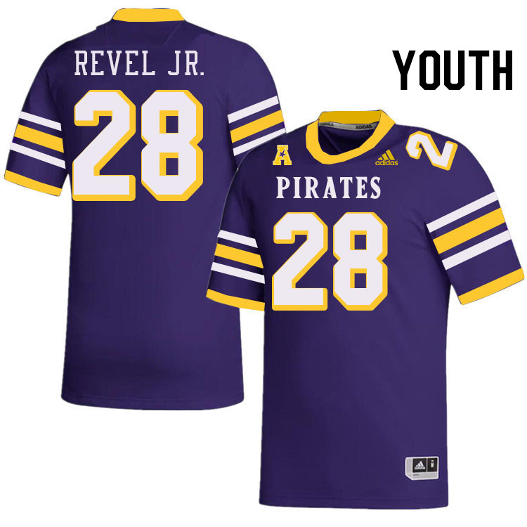 Youth #28 Shavon Revel Jr. ECU Pirates College Football Jerseys Stitched-Throwback